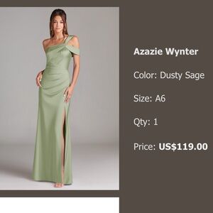 Azazie One Shoulder Dress in Dusty Sage